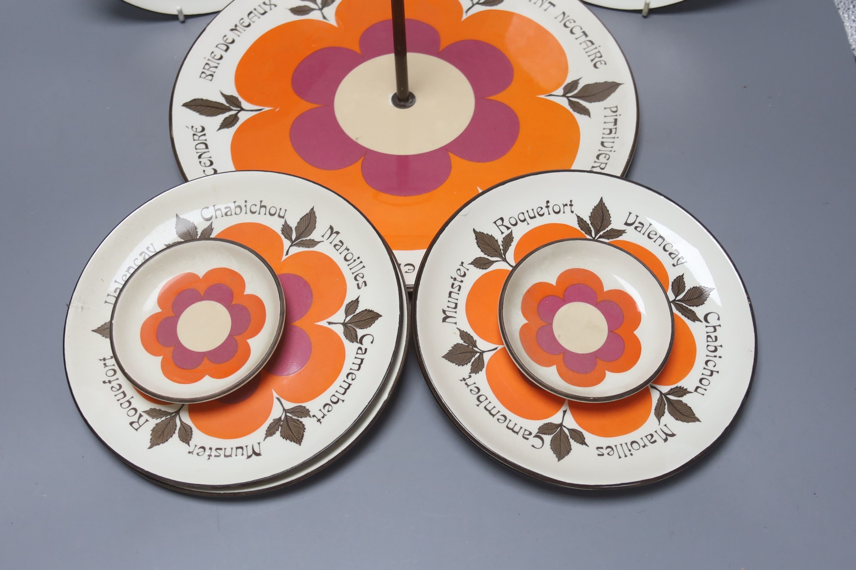 A 1960s Gien Harmonie earthenware cheese service